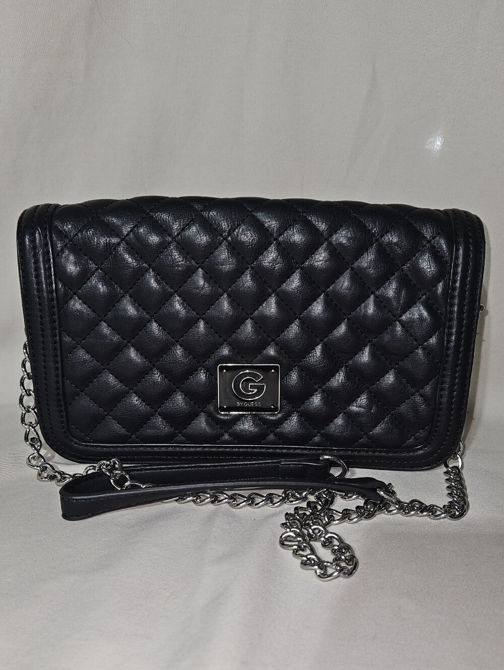 Guess Black Quilted Chain Crossbody Bag